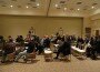 Tea Party members listen to speakers before deciding who to vote for in a Cedar Falls straw poll. Tea Party members listen to speakers before deciding who to vote for in a Cedar Falls straw poll.